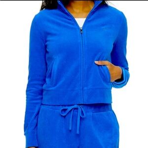Juicy Couture 3 piece Bright Blue Terry Cloth Tracksuit, L, NWOT